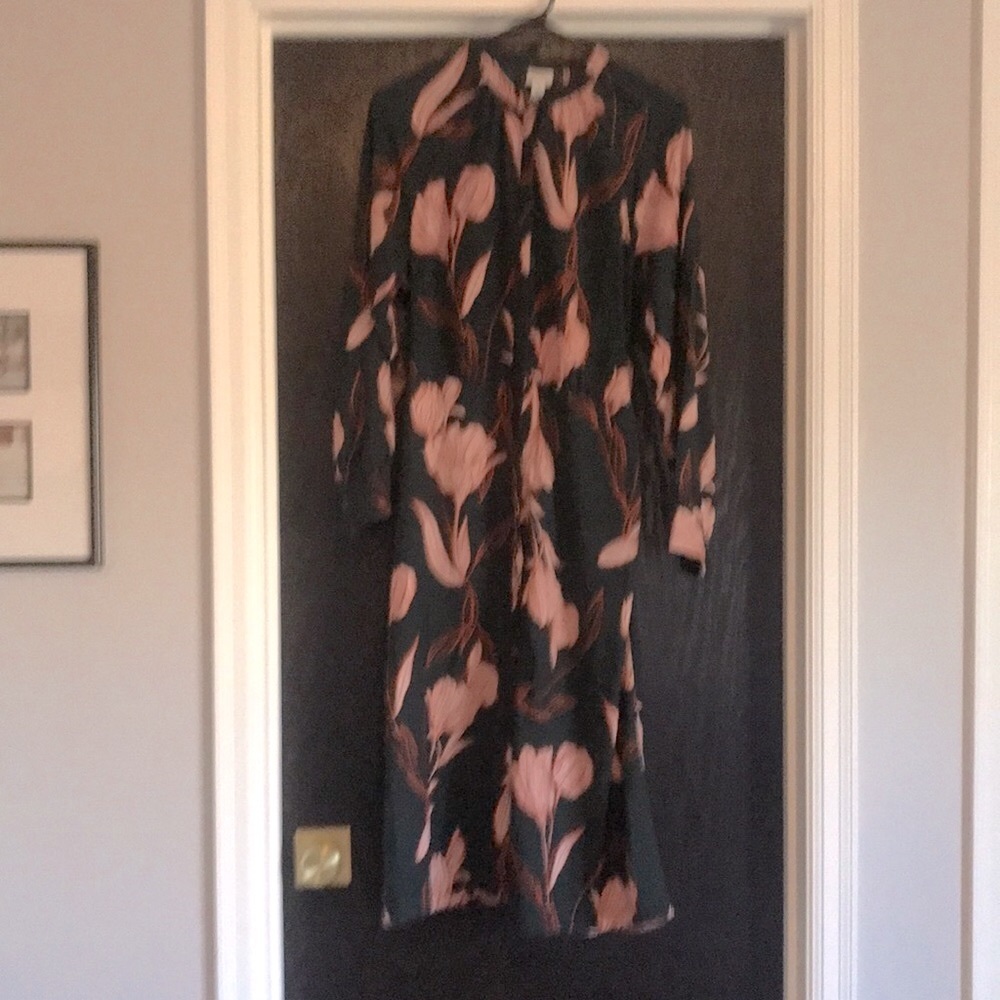 Long sleeve faux silk midi dress